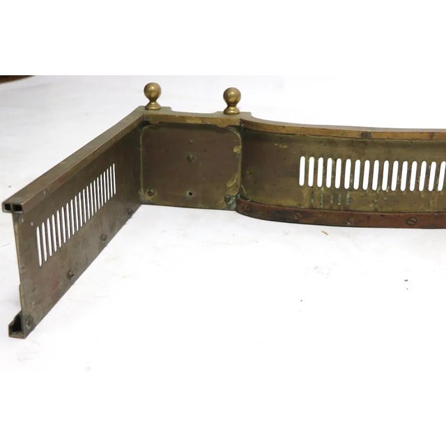 Classical Brass Fireplace Fender With Medallion and Swag Decorative Trim For Sale - Image 10 of 12