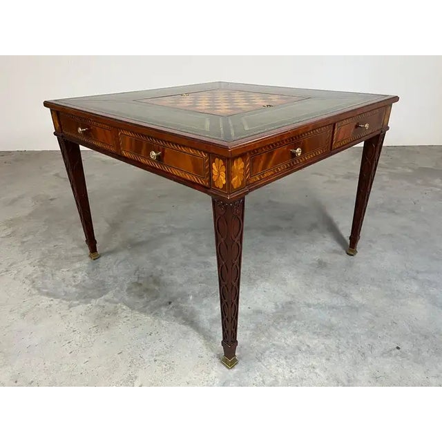 Wood Maitland Smith Flip-Top Game Table, Burlwood & Mahogany, Circa 2000 For Sale - Image 7 of 10