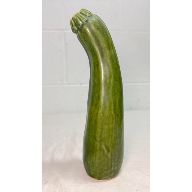 Ceramic Vintage 97' Handmade Patricia Garrett Figural Vegetable Zucchini Pottery Vase For Sale - Image 7 of 10