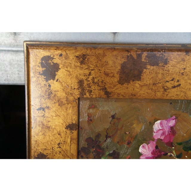 20th C. Realist Still Life Signed Oil Painting Canvas Fruit Violin Flowers 48" For Sale - Image 9 of 12