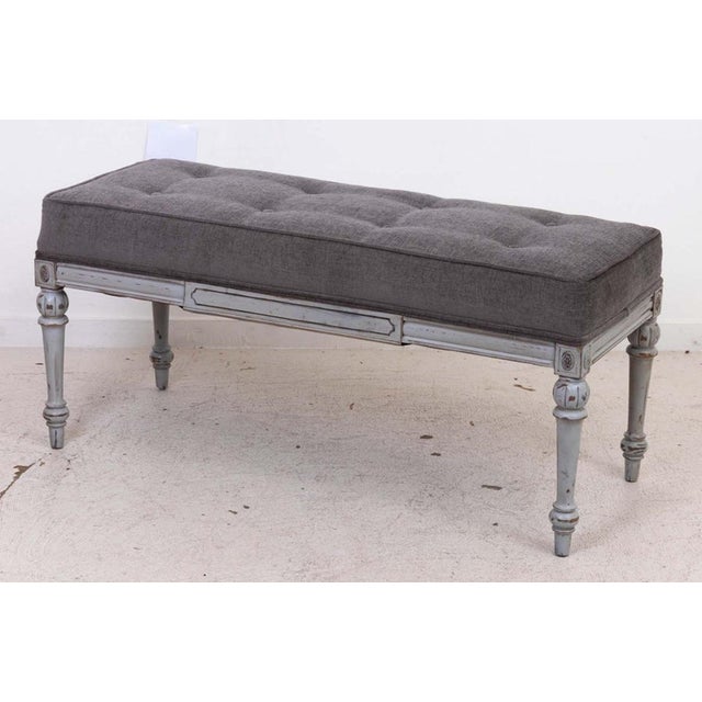 Hollywood Regency Painted Upholstered Bench For Sale - Image 11 of 15