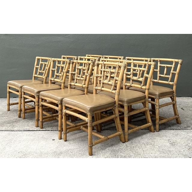 Wood Vintage McGuire Rattan Dining Chairs - Set of 12 For Sale - Image 7 of 12