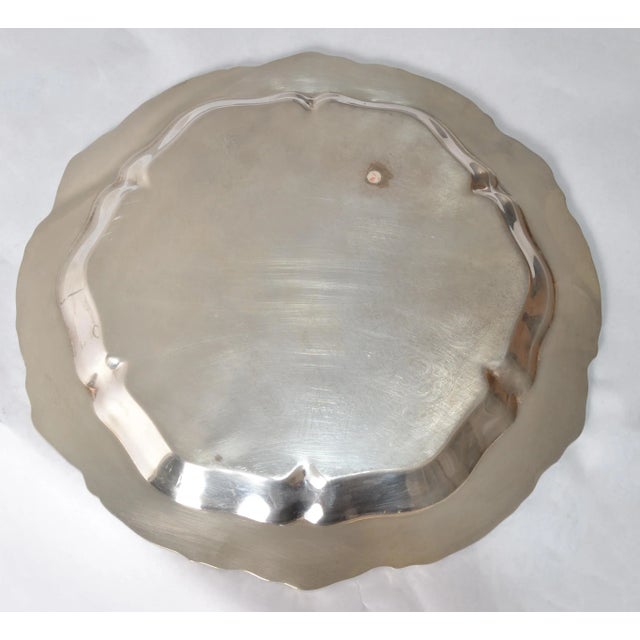 1950s Victorian F. B. Rogers Silver Co. Crown Trademark Round Serving Platter Edelweiss For Sale - Image 10 of 12