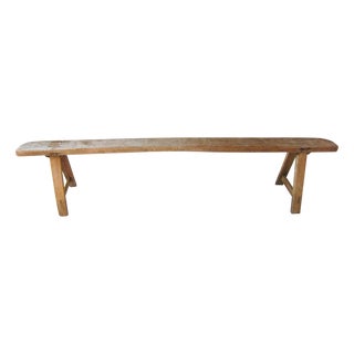 Vintage French Rustic Wooden Bench For Sale