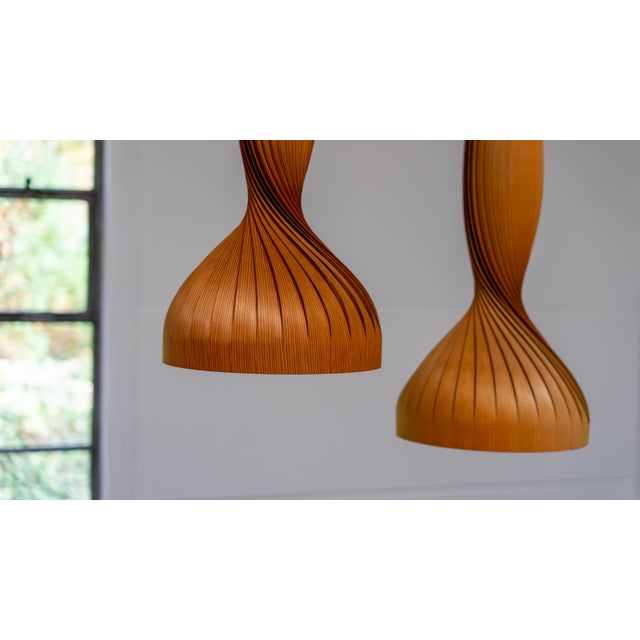 Pine Pendant Lamps by Hans-Agne Jakobsson Ellysett Sweden, 1960s, Set of 2 For Sale - Image 11 of 18
