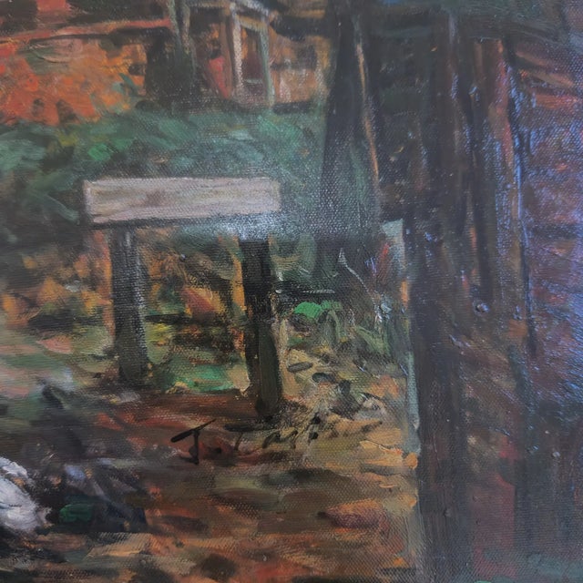 Realism Mid-20th Century Signed J. T. Hills - Country Cottage Scene, Oil on Canvas For Sale - Image 3 of 4