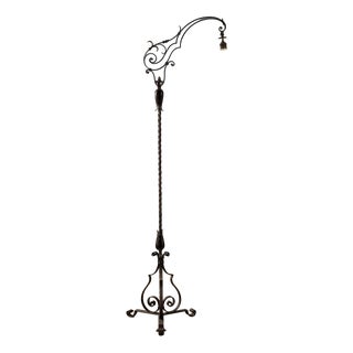 Antique Art Nouveau Floor Lamp in Iron, Italy For Sale