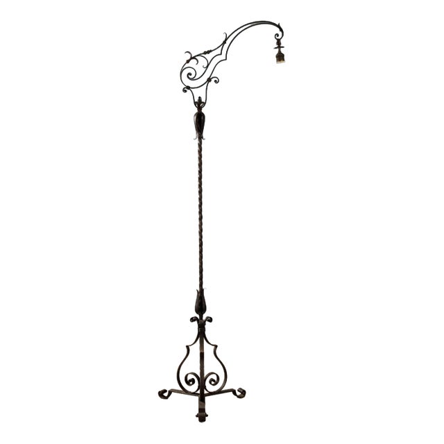 Antique Art Nouveau Floor Lamp in Iron, Italy For Sale