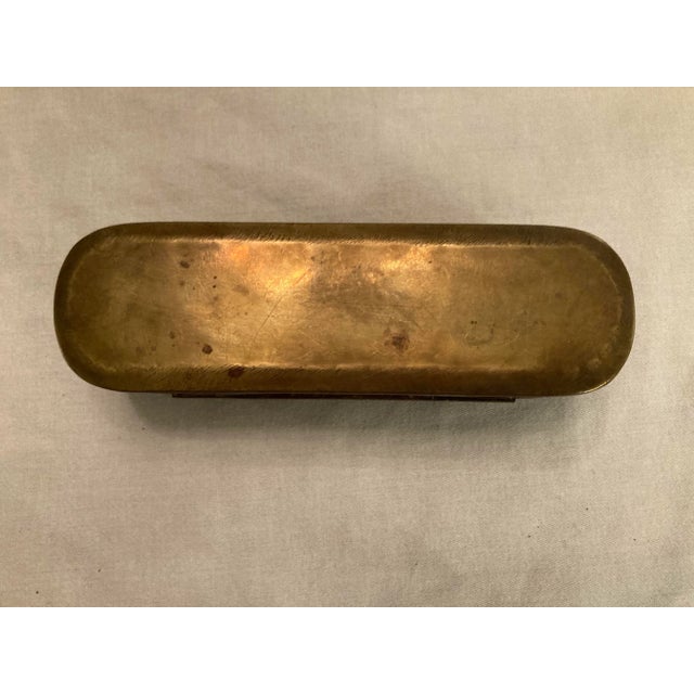 Art Deco Antique Deco Small Oval Brass Lidded Etched Box For Sale - Image 3 of 10