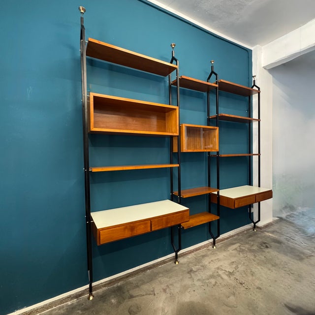 Modular Floor Bookcase, 1960s, in Restored conditions. Designed 1960 to 1969
