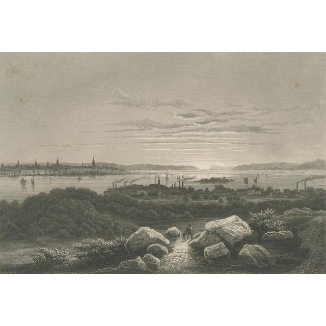 W. Heine, Bay of New York from Hoboken Antique New York Harbor, 1850, Engraving For Sale - Image 4 of 10