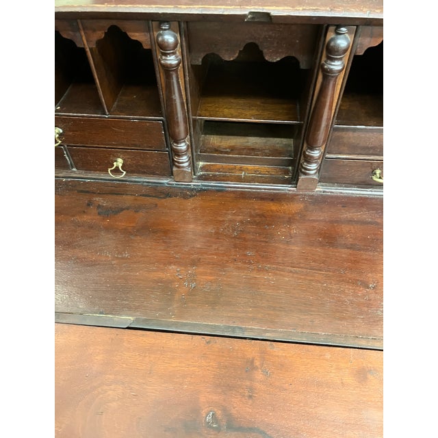 Antique Solid Mahogany Secretary Desk With Brass Hardware, Signed Plymouth Ma (Massachusetts) For Sale In Boston - Image 6 of 10