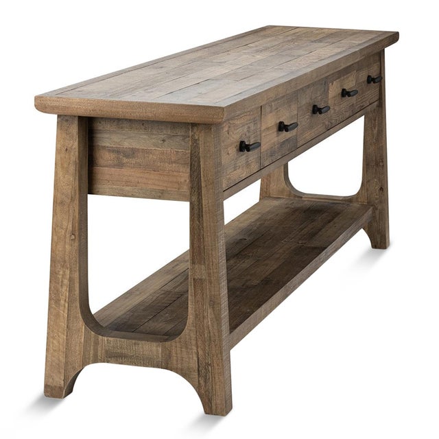 2020s Salvaged Pine Five-Drawer Console Table For Sale - Image 5 of 9
