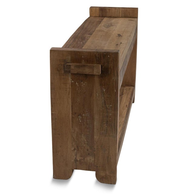 2020s Simple Rustic Salvaged Three-Drawer Console Table For Sale - Image 5 of 8