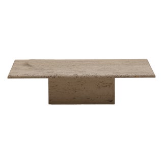 Architectural Rectangular Travertine Coffee Table, 1970s For Sale