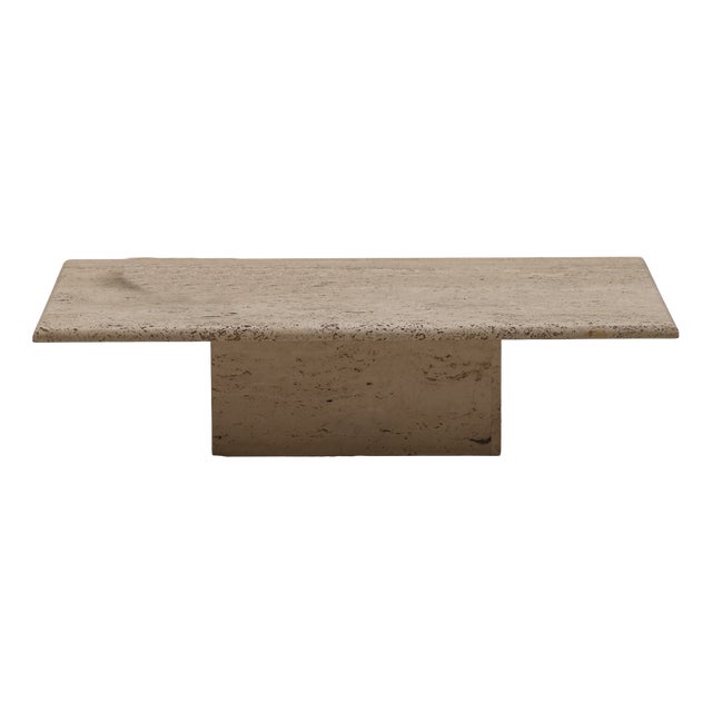 Architectural Rectangular Travertine Coffee Table, 1970s For Sale