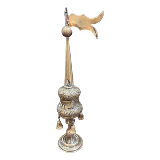 Antique Sterling Silver Spice Tower- English Hallmarks- Judaica For Sale