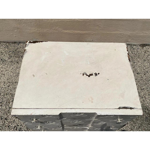 Late 20th Century Breast Cancer Awareness Ribbon 3 Drawer White Carved Wood Chest Nightstand For Sale - Image 4 of 11