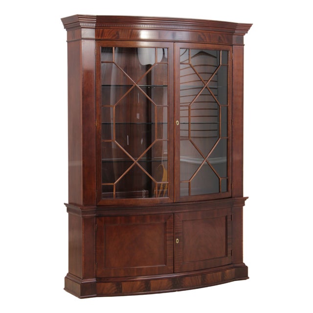 Baker Historic Charleston Bow Front Mahogany China Cabinet For Sale
