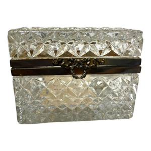 Antique French Cut Crystal Box With Bronze Mounts