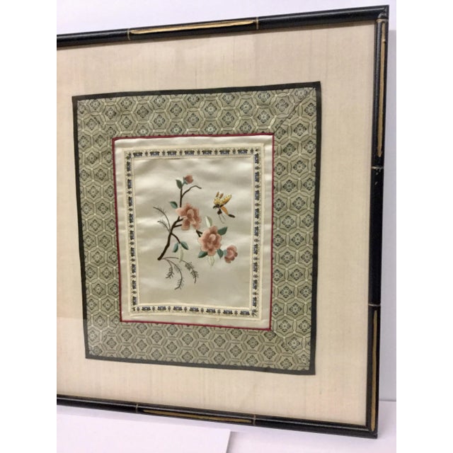 1960s Vintage Framed & Matted Chinese Silk Embroidered Panels- a Pair For Sale In Portland, ME - Image 6 of 13