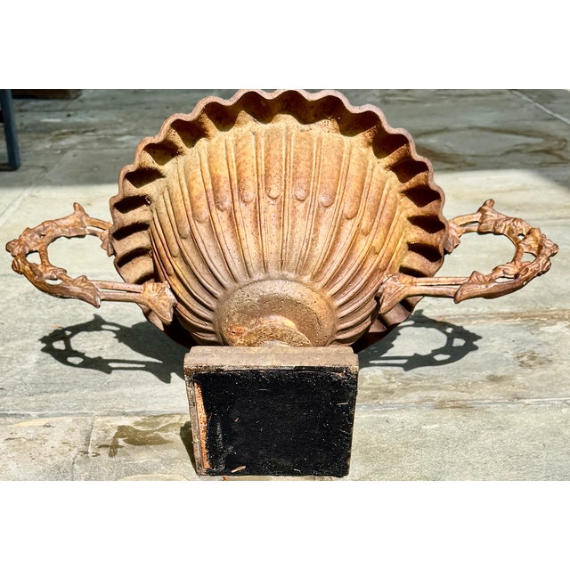 Metal Antique English Cast Iron Garden Urn Planter, 19th Century For Sale - Image 7 of 7