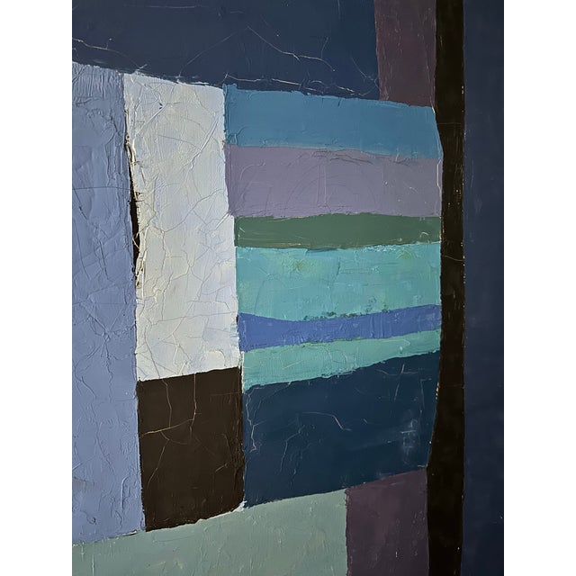 Blue Extraordinary Gail Cottingham Abstarct Painting 1970’s American Aspen Colorado For Sale - Image 8 of 9