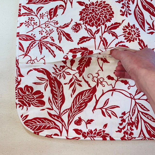 Contemporary Premier Prints MM Designs White & Red Block Print Botanical Leaf Leaves Pillow Covers- a Pair For Sale - Image 4 of 8