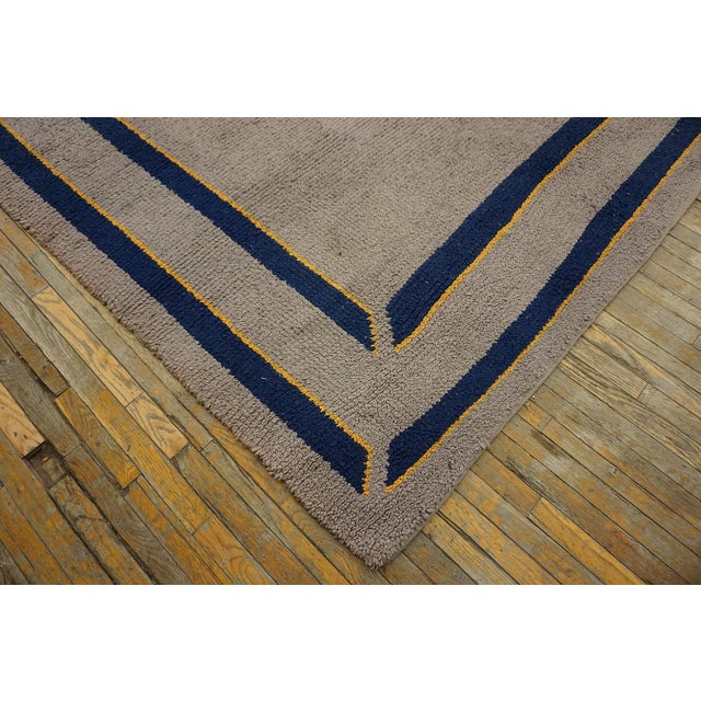 Textile 1930s Gray Abstract Medallion Antique Spanish Art Deco Rug 11'10" X 14'3" Knotted Pile Wool Carpet For Sale - Image 7 of 11