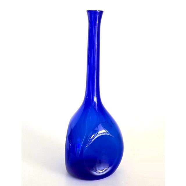 Vintage Swedish Hand Blown Cobalt Glass Vase by Arthur Carlsson Percy For Sale In Miami - Image 6 of 11
