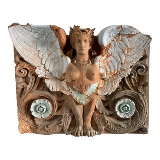 Early 20th Century Winged Sphinx Architectural Fragment For Sale