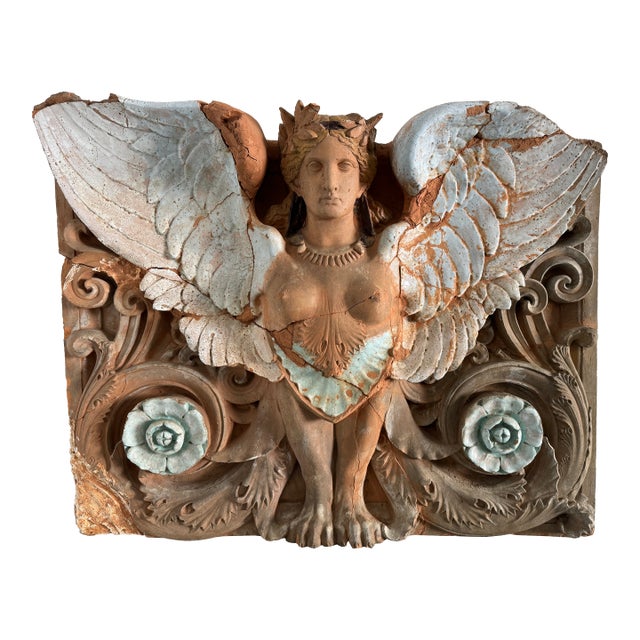 Early 20th Century Winged Sphinx Architectural Fragment For Sale