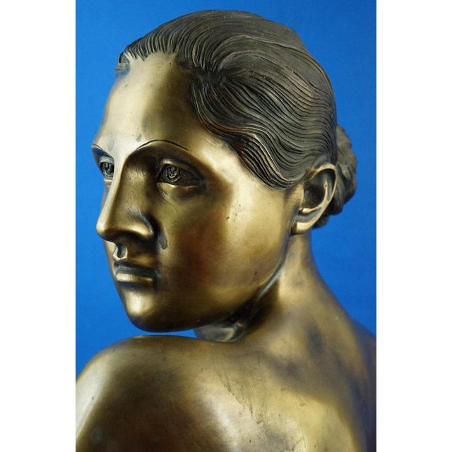 Vincenzo Gemito, Bust Sculpture of Nude Woman, 20th Century, Gilded Bronze For Sale - Image 15 of 18
