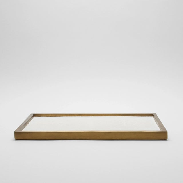 Kifu Paris Rectangular Tray in White Shagreen With Bronze Patina Brass Insert by Kifu Paris For Sale - Image 4 of 6