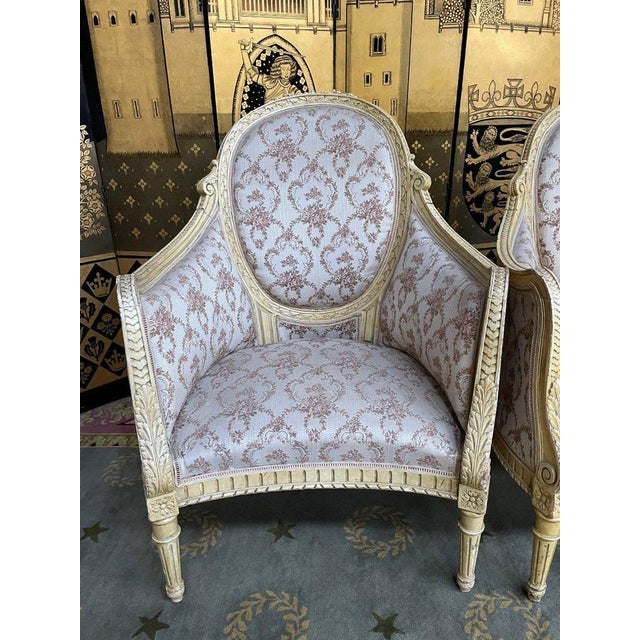 Set of Louis XVI Bergere Armchairs For Sale - Image 3 of 11