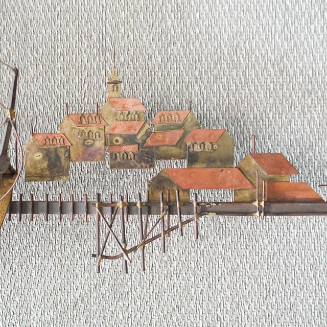 Mid-Century Modern Brutalist Boat with Harbour Village Wall Sculpture by Curtis Jeré for Artisan House, USA, 1970s For Sale - Image 3 of 14