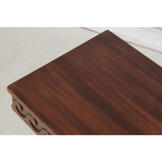 Brown Edward Wormley for Dunbar Mahogany Shell Carved Table For Sale - Image 8 of 14