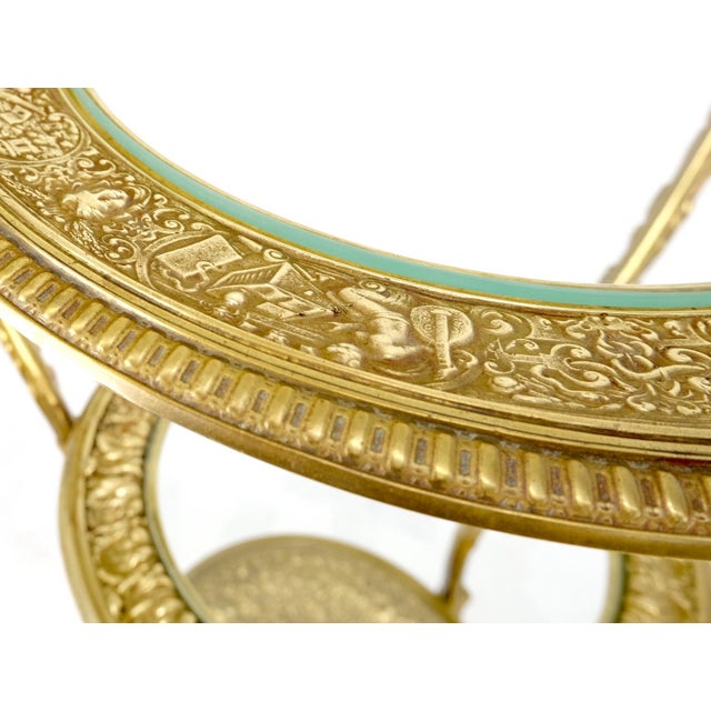 3 Tier Solid Cast Brass Glass Top Tri Legged Dragon Motive Stand For Sale - Image 11 of 14