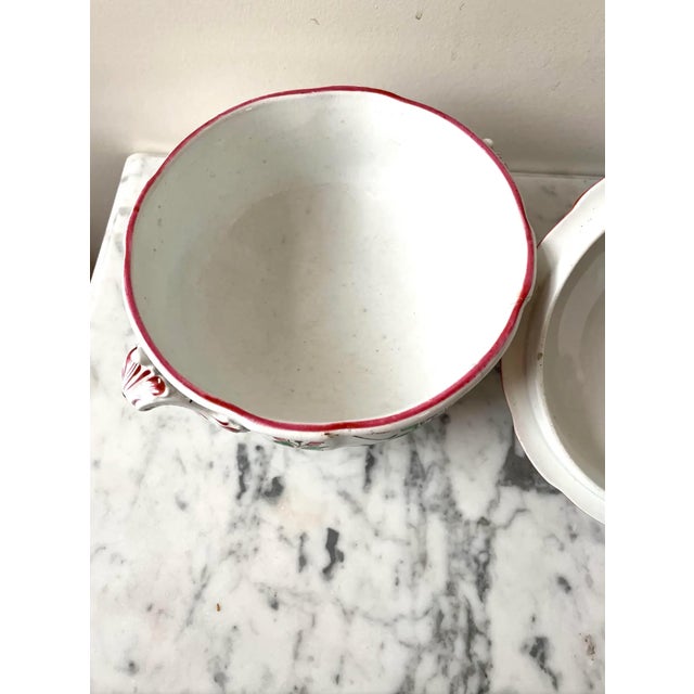 French Antique French Faience Reverbere Fin Floral Tureen With Lid For Sale - Image 3 of 6