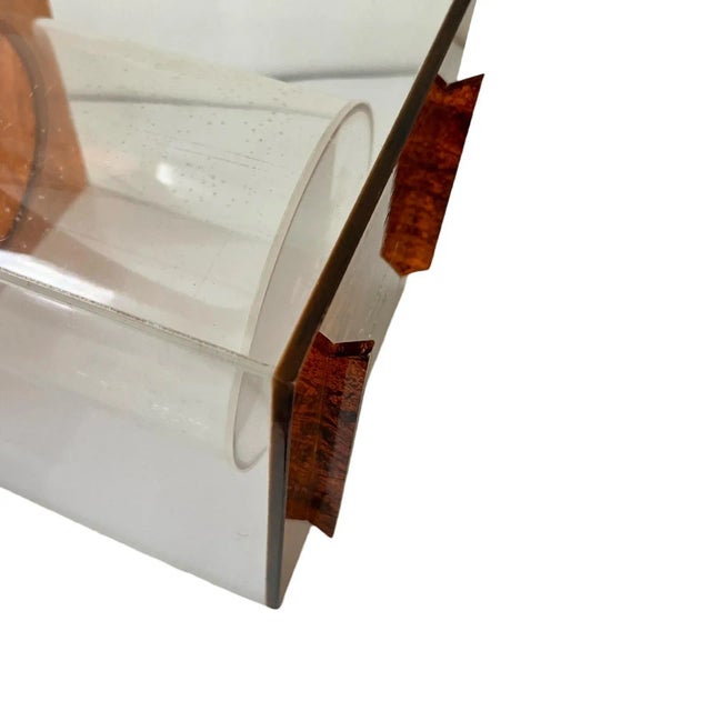 Mid 20th Century Mid Century Modern Tortoise Shell Effect Lucite Squared Ice Bucket For Sale - Image 5 of 7