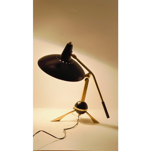 Brass and Black Metal Table Lamp by Gilardi & Barzaghi, Italy, 1950s For Sale - Image 9 of 11