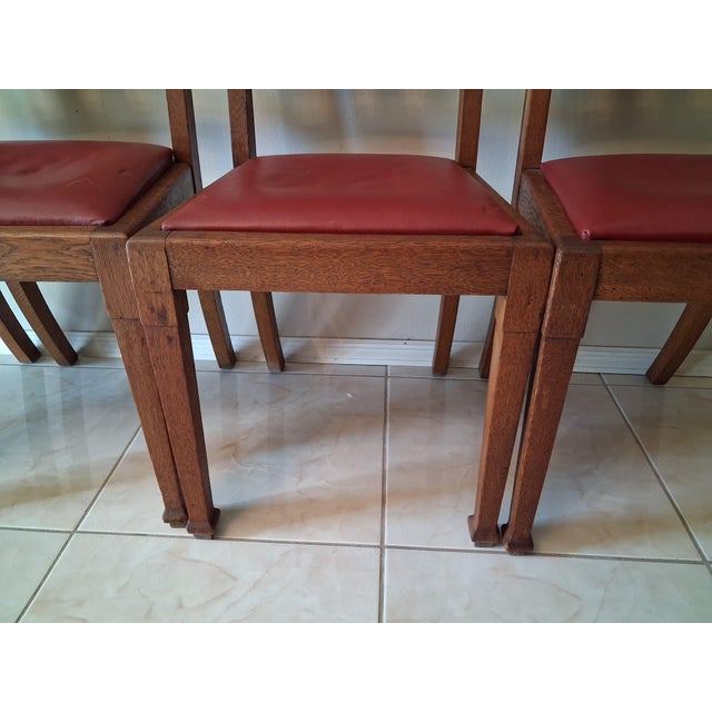 Auburn Set of 4 Original Arts and Crafts Oak Dining Chairs - Timeless Craftsmanship. For Sale - Image 8 of 12