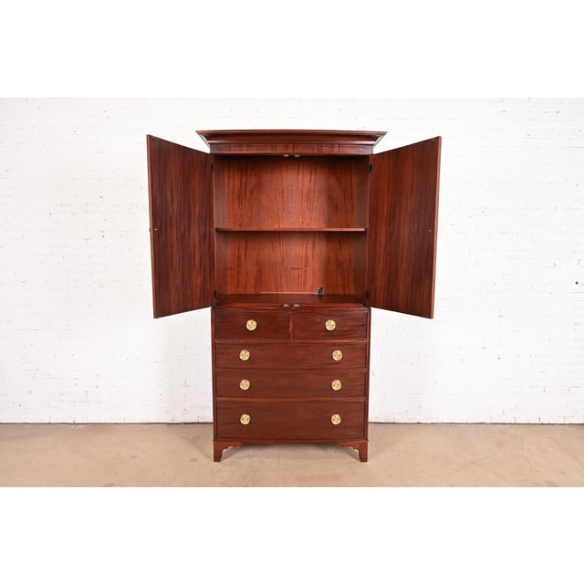 Baker Furniture Company Baker Furniture Federal Mahogany Armoire Dresser or Linen Press For Sale - Image 4 of 12