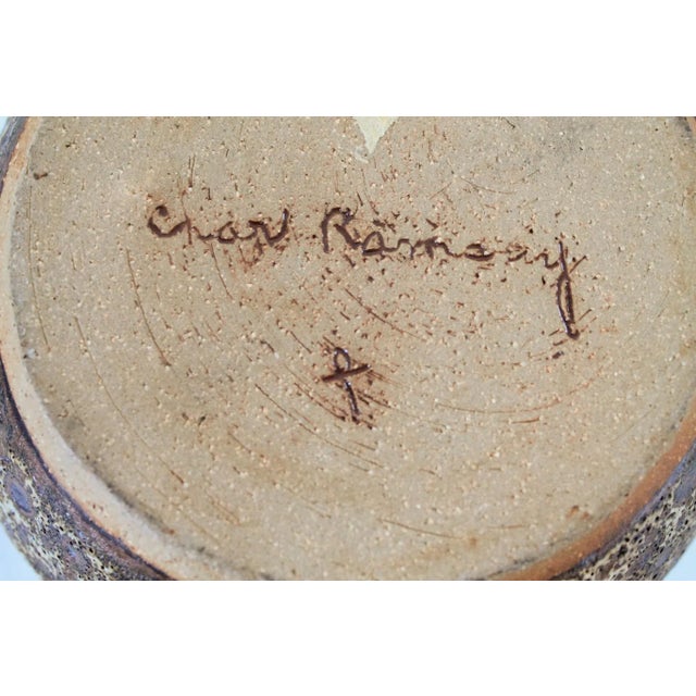 Brown Vintage Brown Studio Art Pottery Pitcher For Sale - Image 8 of 10