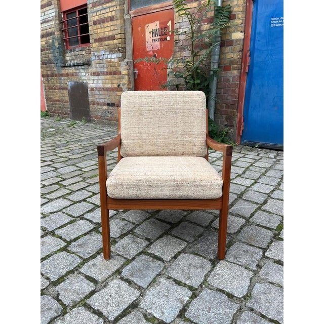 Cado Senator Armchair in Beige Wool and Teak by Ole Wanscher for Cado For Sale - Image 4 of 11