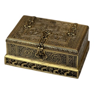 Tiffany Studios Cigar Cigarette Box New York 1680 Venetian Bronze Cedar Lined For Sale
