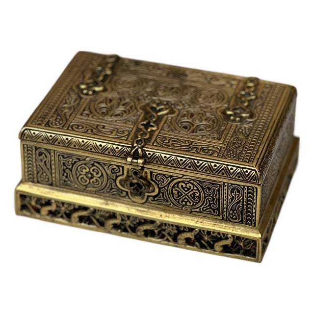 Tiffany Studios Cigar Cigarette Box New York 1680 Venetian Bronze Cedar Lined For Sale