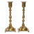Pair of Georgian Polished Brass Candlesticks With Square Base For Sale