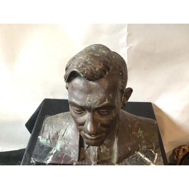 Beaux-Arts Antique Bronze Bust of Jimmy Walker on Marble Base Signed by Artist For Sale - Image 3 of 13