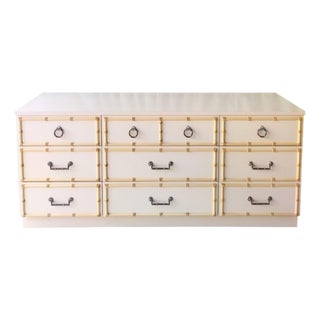 Vintage Faux Bamboo 9 Drawer Palm Beach Regency Dresser For Sale